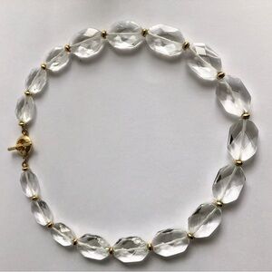 Vintage Ralph Lauren faceted clear glass stone necklace toggle clasp RLL